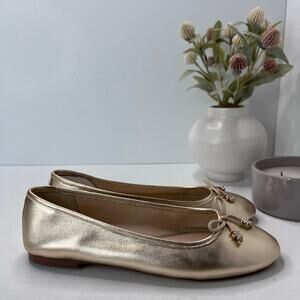 Sam Edelman Meadow Leather Flat Amber Gold Women's 8 Wide Tried On